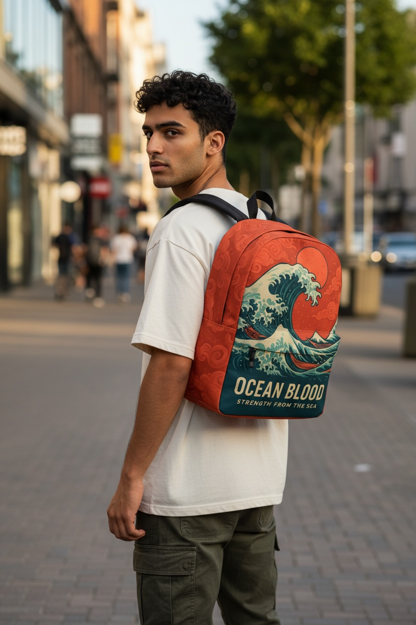 Ocean Blood Wave Backpack
